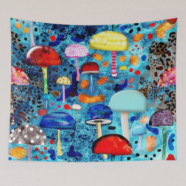 Item preview, Mein Ein, mein Alles - Mushrooms Abstract Botanical Art - Blue Animal print - Leopard Muster designed and sold by rupydetequila.