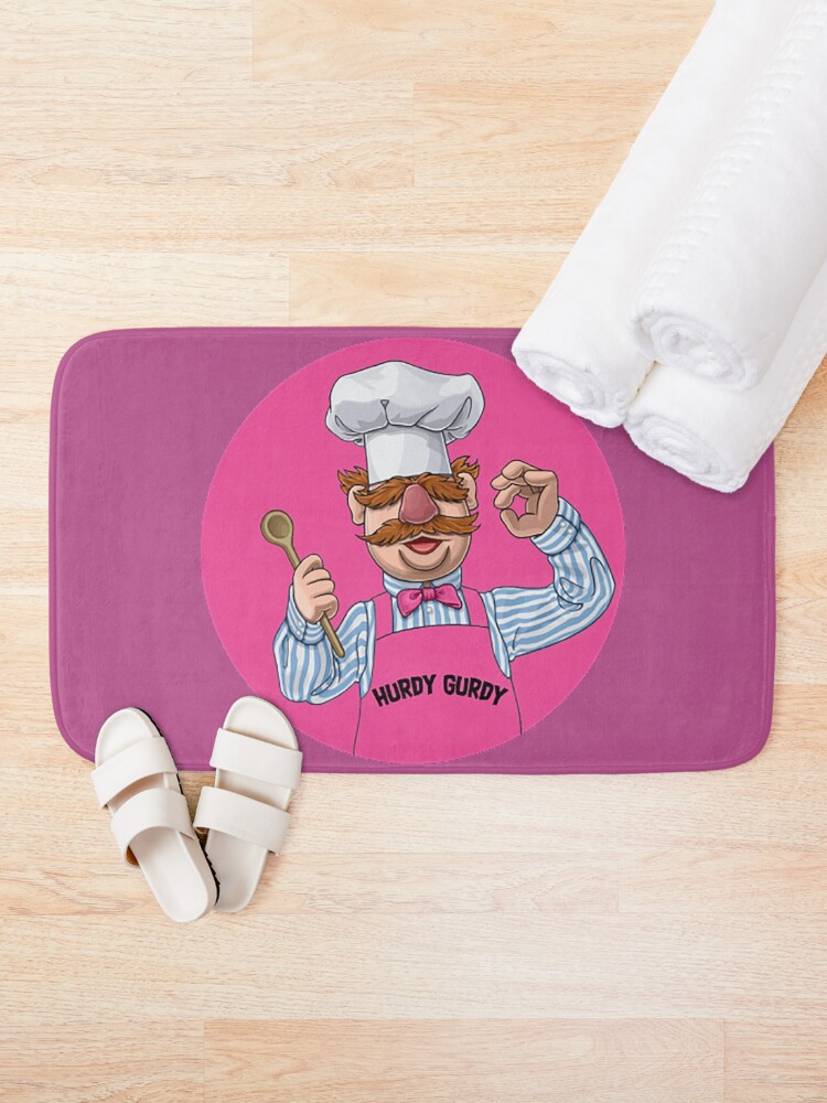 Thumbnail 2 of 6, Bath Mat, Hurdy Gurdy Bork Bork Microwave Chef - Bad Cook Gifts - Lazy Cooks - Funny Swedish Chef designed and sold by happygiftideas.
