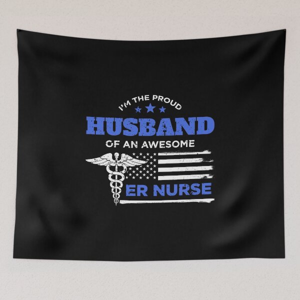 Item preview, ER Nurse Proud Husband Distressed Blue White Design designed and sold by LarkDesigns.