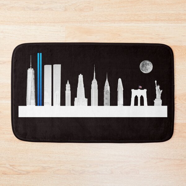 Item preview, York City Skyline White Buildings, Blue Searchlights and Supermoon designed and sold by Warren Paul Harris.