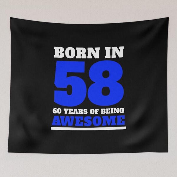 Item preview, 60th Birthday Gift Born in 58 Blue Sports Style designed and sold by LarkDesigns.