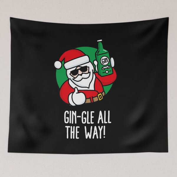 Item preview, Gin-gle all the Way funny Gin pun Christmas Hipster Santa Gin Lovers Funny Xmas Christmas drinking party  designed and sold by LaundryFactory.