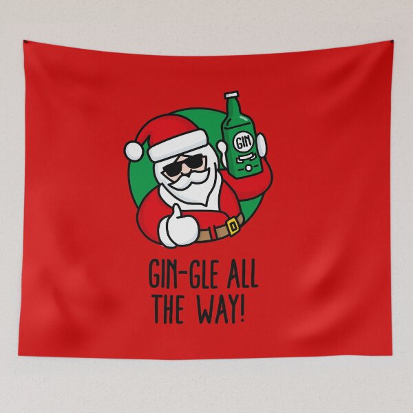 Item preview, Gin-gle all the Way funny Gin Christmas festive drinking Alcohol Gin Lovers Funny Christmas drinking party designed and sold by LaundryFactory.