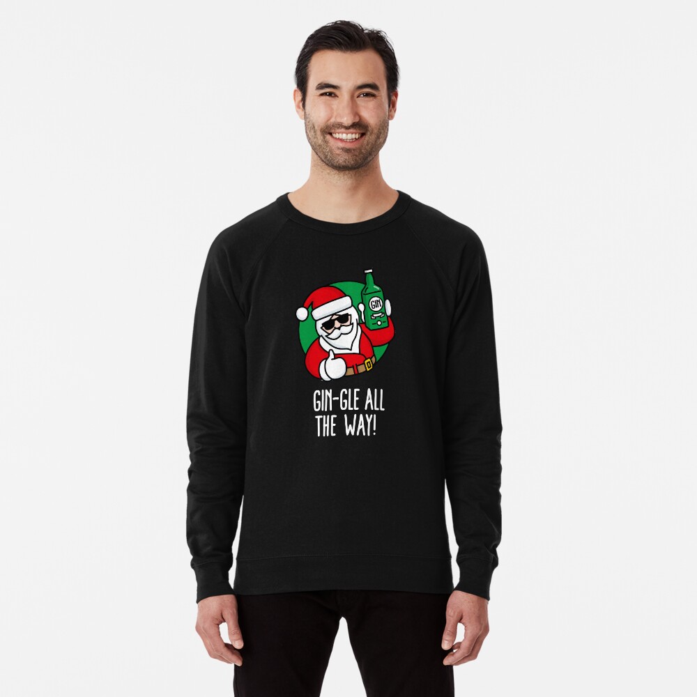Gin gle all the Way funny Gin pun Christmas Hipster Santa Gin
