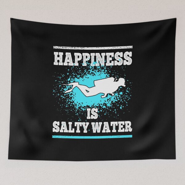 Item preview, Scuba Diving Happiness is Salty Water Distressed Diver designed and sold by LarkDesigns.