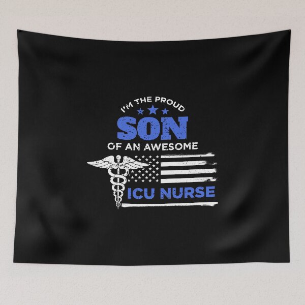 Item preview, ICU Nurse Proud Son Distressed American Flag designed and sold by LarkDesigns.
