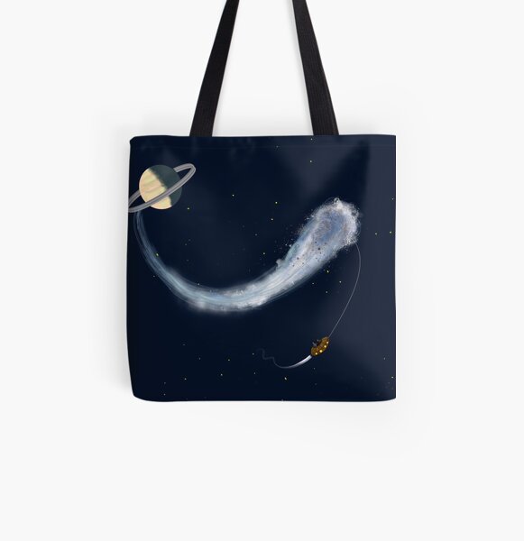 Flying Saucer, Saturn and Comet All Over Print Tote Bag