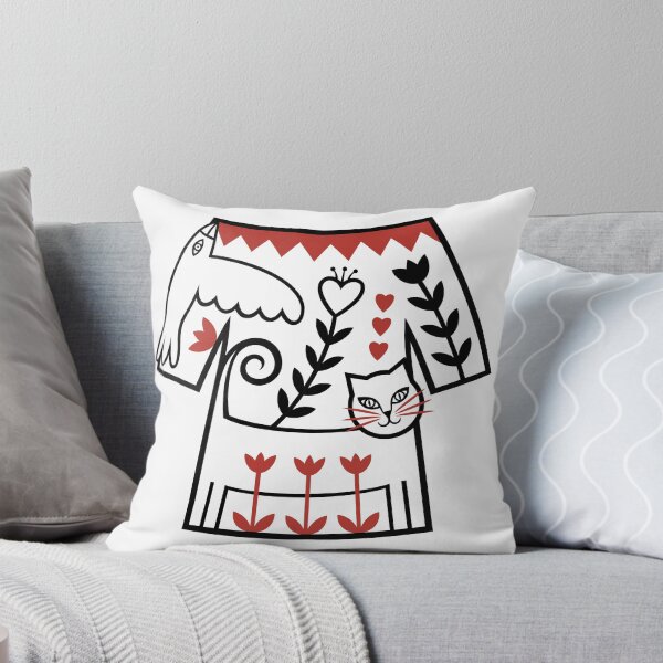 Item preview, Imaginary Folk Costume Bird and Cat Design (black and red) designed and sold by wariana.