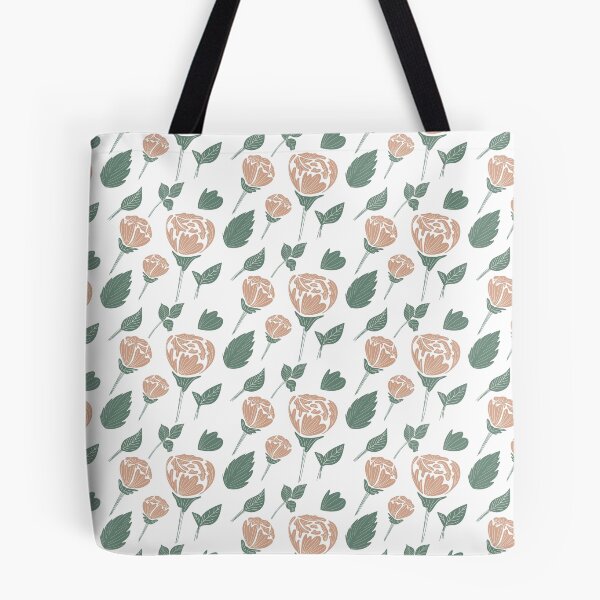 Item preview, PATTERN / Pink Flowers Green Leaves designed and sold by CreaKOA.