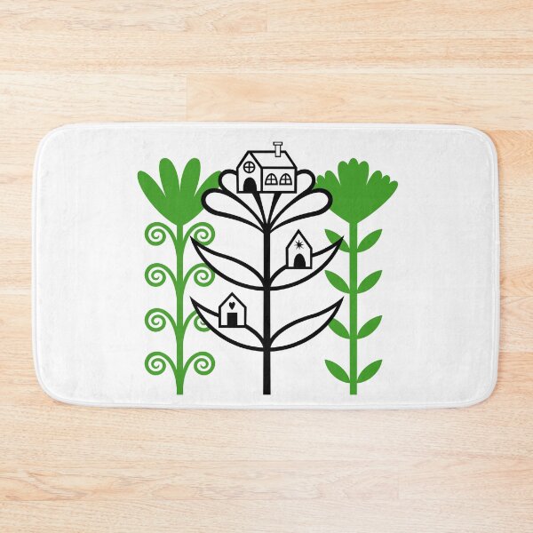 Item preview, Lovely Folktale Homes Sitting on Flowers Digital Illustration (black and green) designed and sold by wariana.