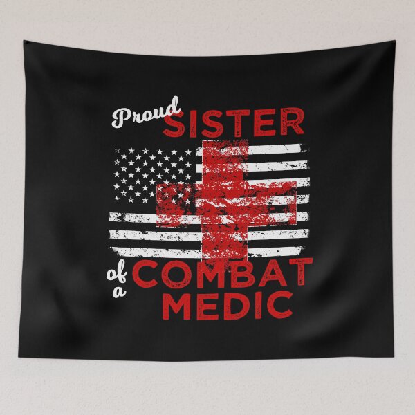 Item preview, Proud Sister of a Combat Medic Distressed Flag designed and sold by LarkDesigns.
