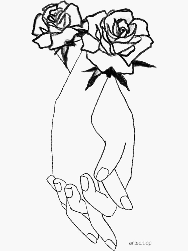 "aesthetic rose hands holding doodle/sketch " Sticker by artschlop