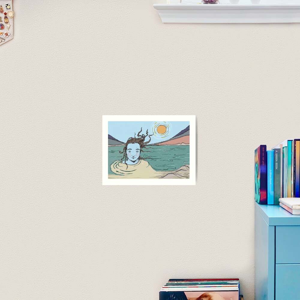 Woman and the Ganga river illustration Art Print