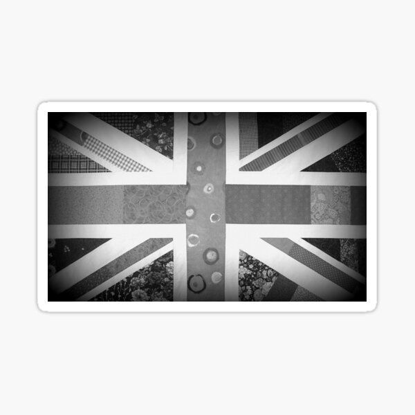 Monotone Patchwork Union Jack Flag Sticker