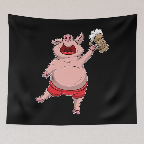 Item preview, Funny Beer Drinking Pig designed and sold by highparkoutlet.