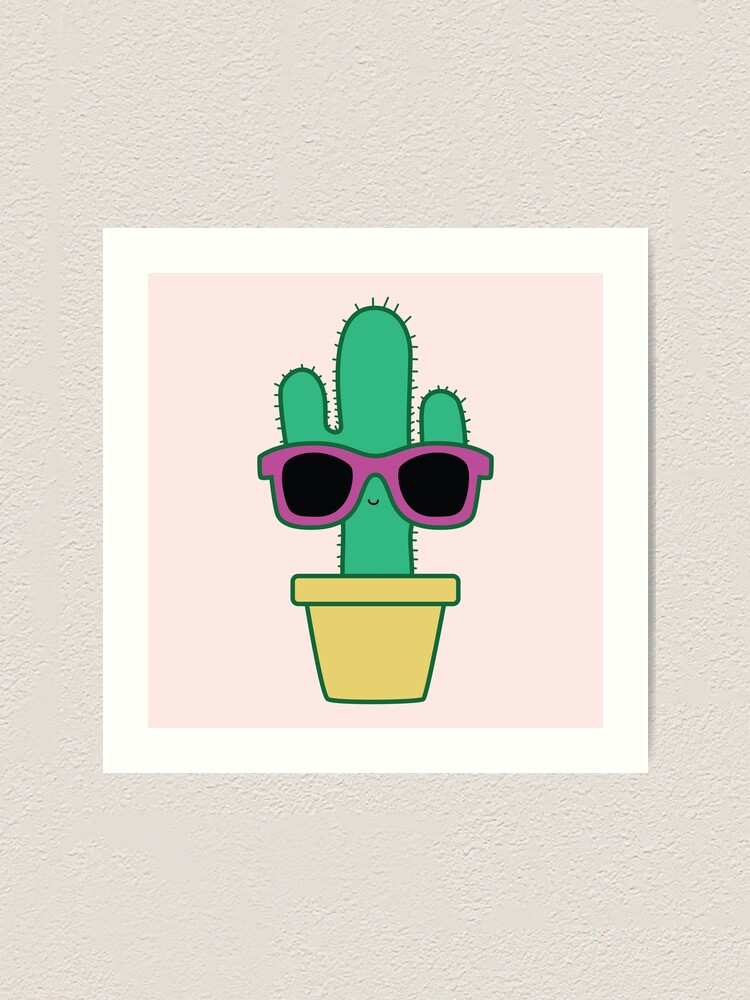 Cute Cactus Wearing Purple Sunglasses Art Print