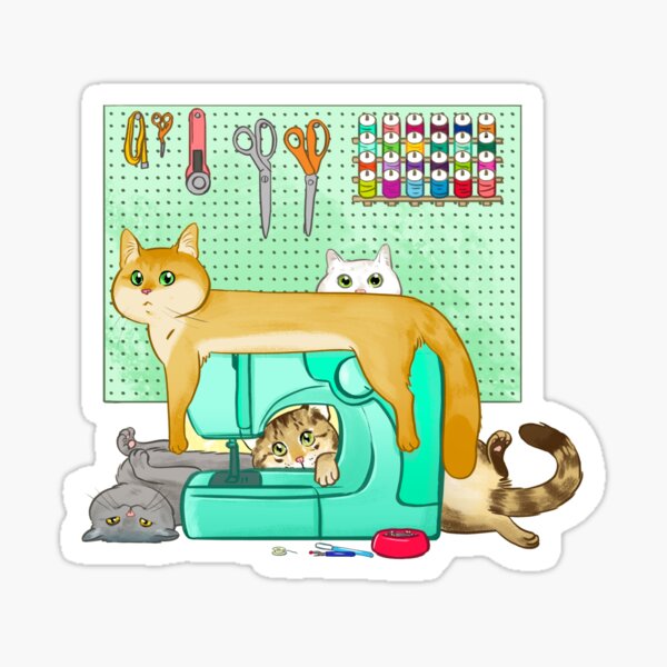 Cats Helping You Sew Sticker Sticker