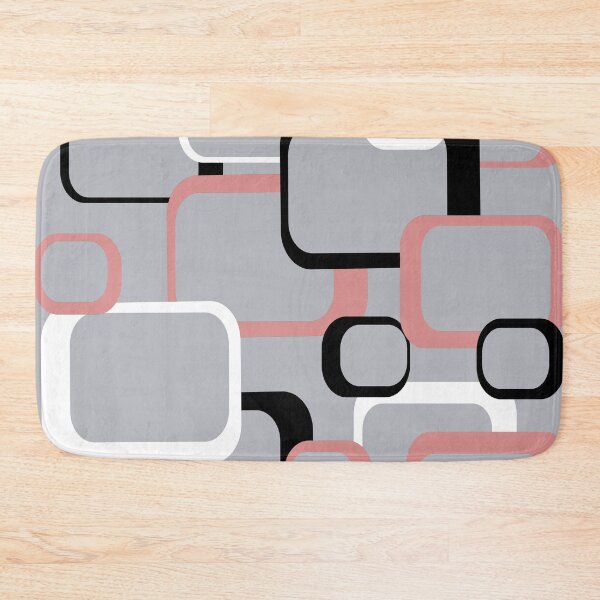 Item preview, Pink White Black Retro Squares Gray Background designed and sold by ValeriesGallery.