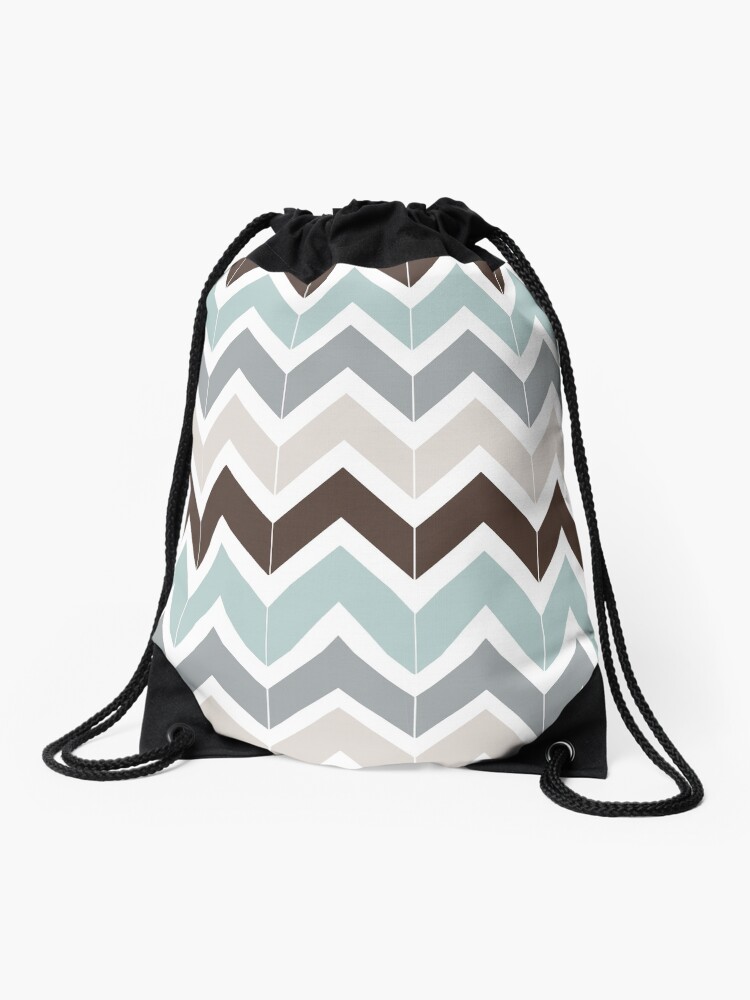 Thumbnail 1 of 3, Drawstring Bag, Seaside Chevron designed and sold by Beth Thompson.