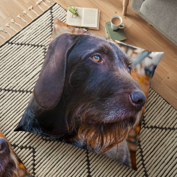 German Wirehaired Pointer Portrait Floor Pillow