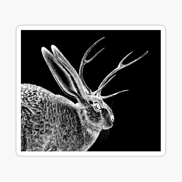 Jackalope in black Sticker