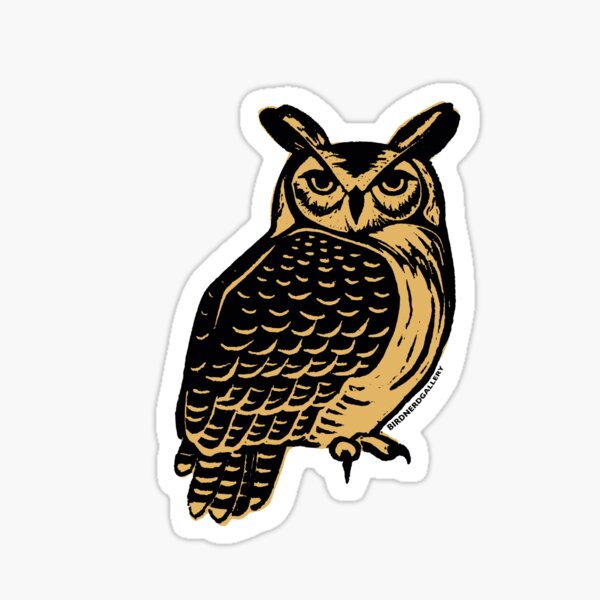Great Horned Owl Linocut Sticker