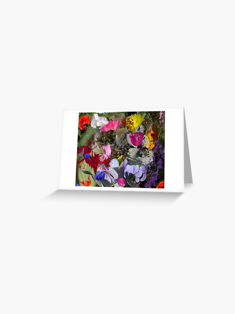 Carte De Vœux Montage De Fleurs Violet Et Vert Par Davidcowx Redbubble