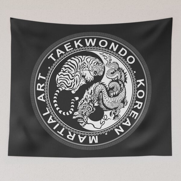 Item preview, taekwondo beast dragon tiger korean martial art sport kick dark or black shirt  designed and sold by lu2k.