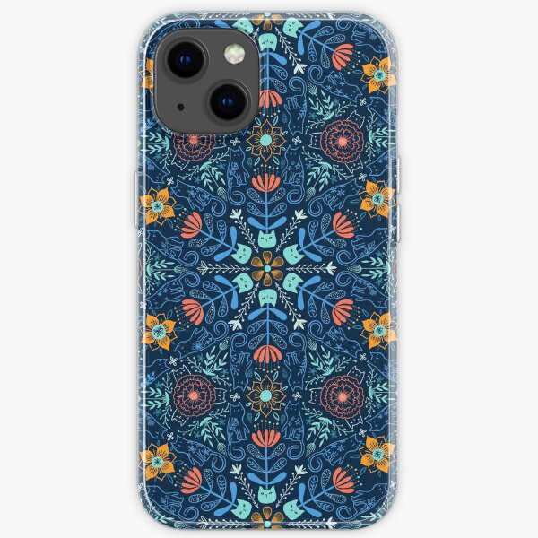 Cats kaleidoscope. Flowers and kitties. iPhone Soft Case