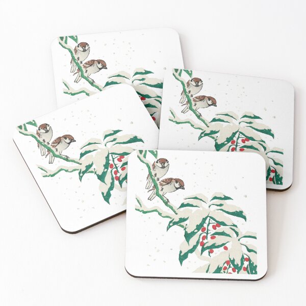 Item preview, Vintage Christmas - Sparrows on snowy berry bush designed and sold by weavernap.