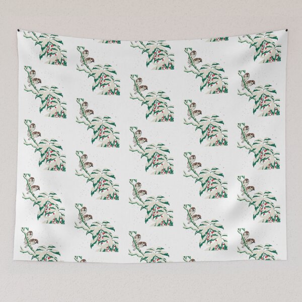 Item preview, Vintage Christmas - Sparrows on snowy berry bush designed and sold by weavernap.