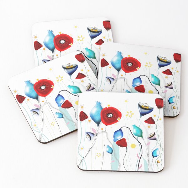Item preview, That extraordinary day - Poppy pods - Red wild poppies - Blue Rupydetequila poppies - white daisies designed and sold by rupydetequila.