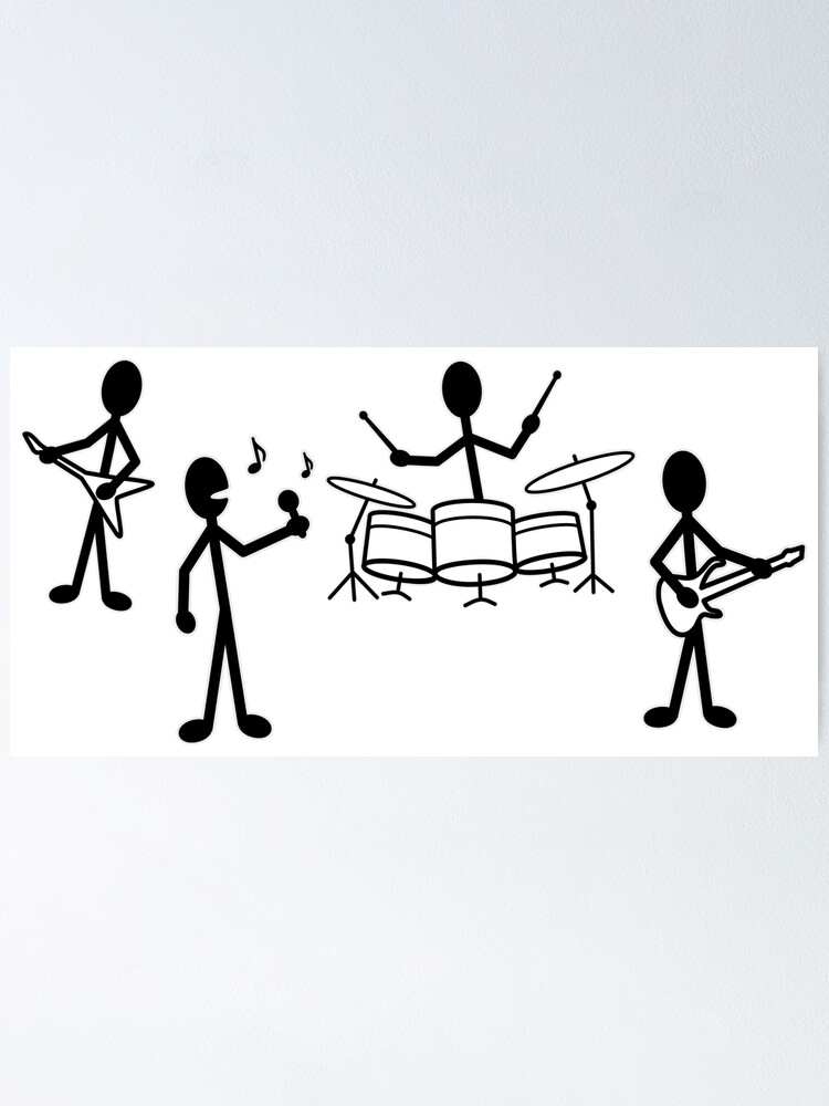 "Rock Band Stick Figure" Poster for Sale by warrior-woman | Redbubble