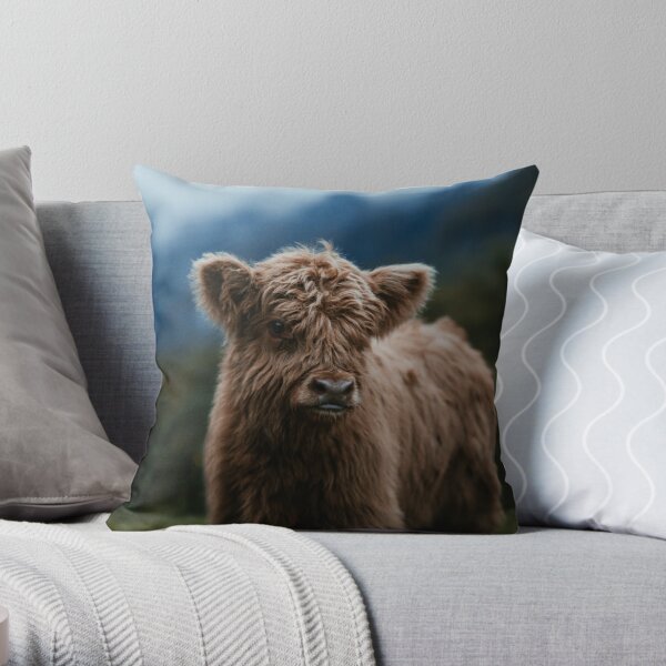 Highland Cow Animal Pillow Decorative Nursery Decor Farm Nursery