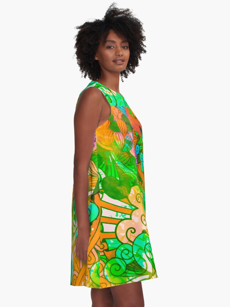 Alternate view of Funky Retro Psychedelic Groovy Design A-Line Dress