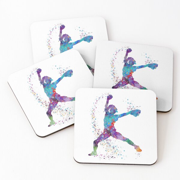 Item preview, Girl Baseball Pitcher Colorful Watercolor designed and sold by LotusGifts.