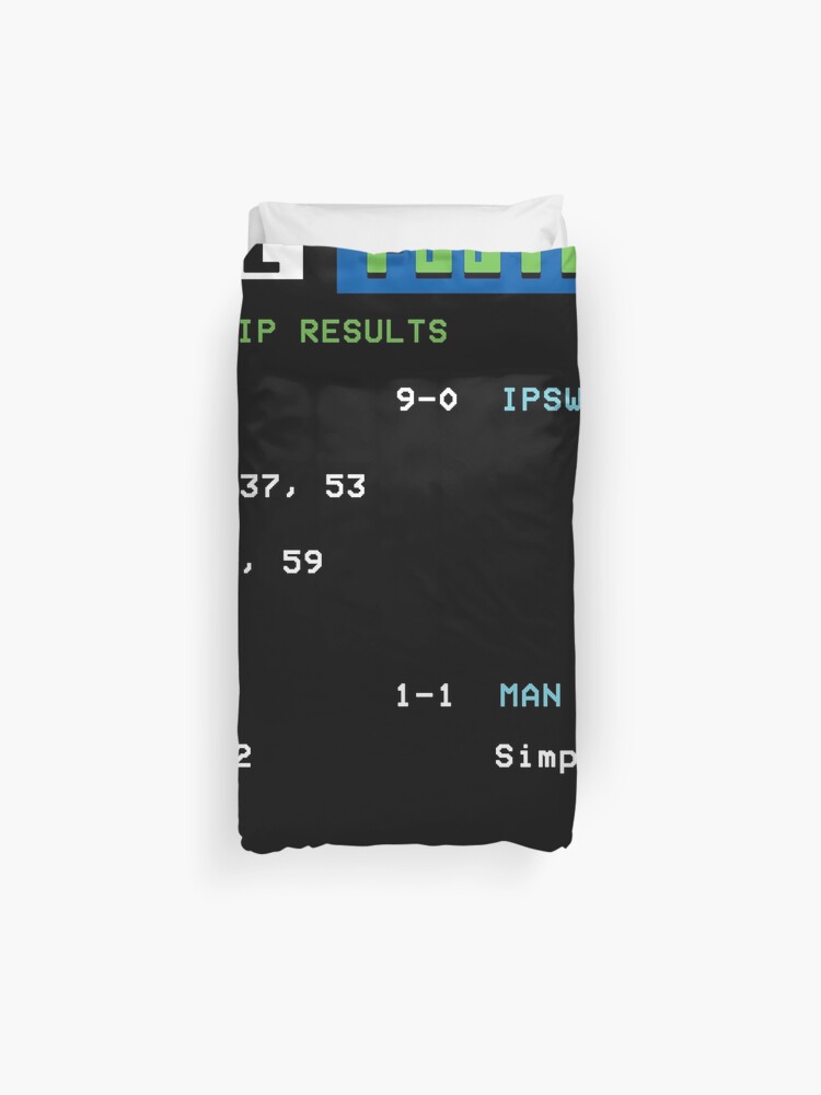 Teletext Football Soccer 90s Nostalgia Man Utd Duvet Cover By