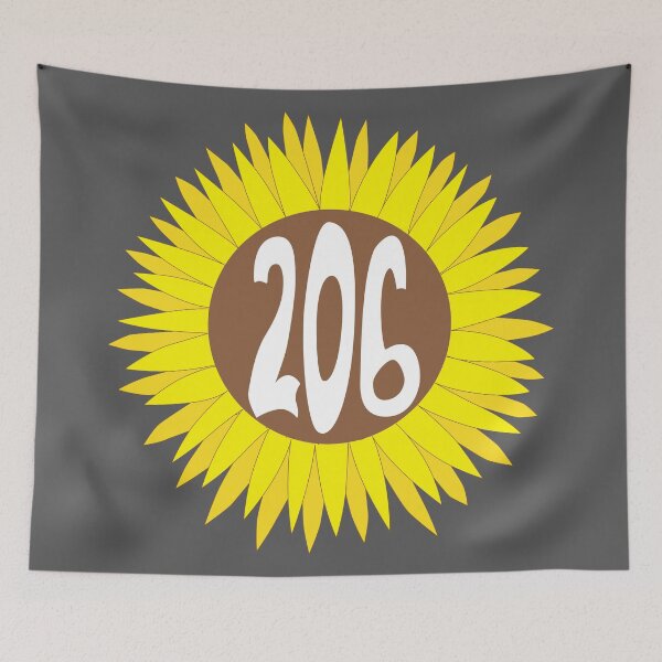 Item preview, Hand Drawn Washington Sunflower 206 Area Code designed and sold by itsrturn.