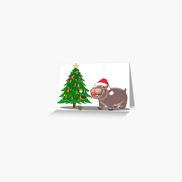 Item preview, Playful Baby Hippo Holiday Christmas Tree designed and sold by Hippogal.