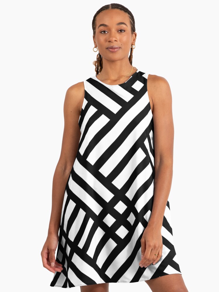 Black and White Retro Stripes and Checks" A-Line Dress for Sale by ArtformDesigns | Redbubble Black and White Retro Stripes and Checks" A-Line Dress for Sale by ArtformDesigns | Redbubble