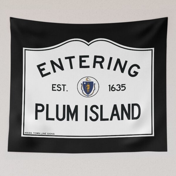 Item preview, Entering Plum Island, Massachusetts Town Line Sign, Clean Appearance designed and sold by TownLineSigns.