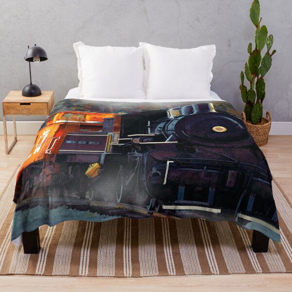 The Rail Yard  -  Steam Train Throw Blanket