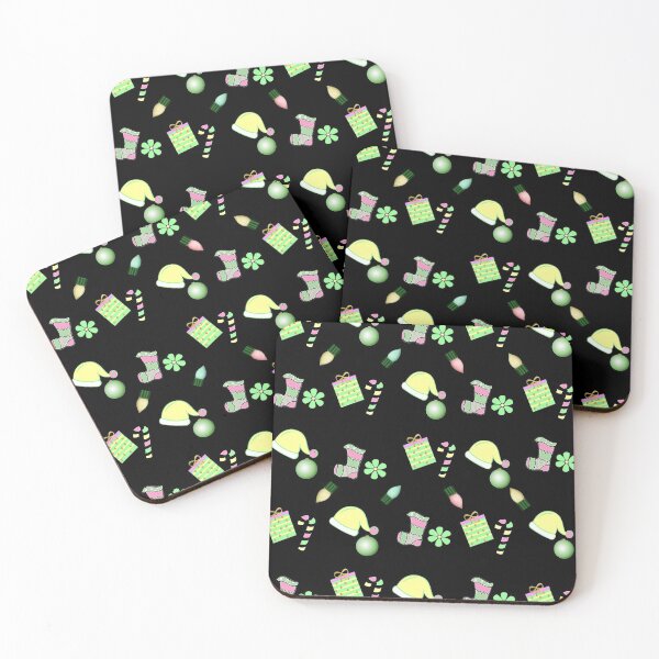Item preview, Christmas pattern of holiday objects in mint, pink, and green designed and sold by With My Hands By K.