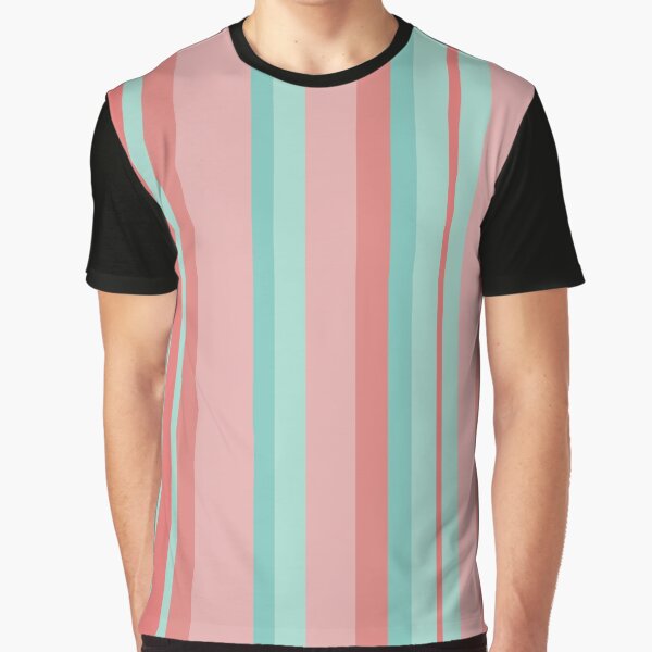 Item preview, Candy Stripes in Aqua and Coral Pink. Minimalist Color Block Design in Cheerful Colours designed and sold by kierkegaard.