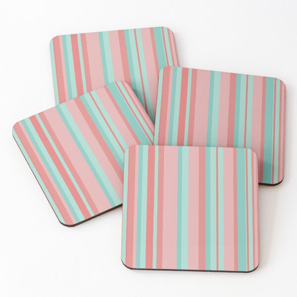 Item preview, Candy Stripes in Aqua and Coral Pink. Minimalist Color Block Design in Cheerful Colours designed and sold by kierkegaard.