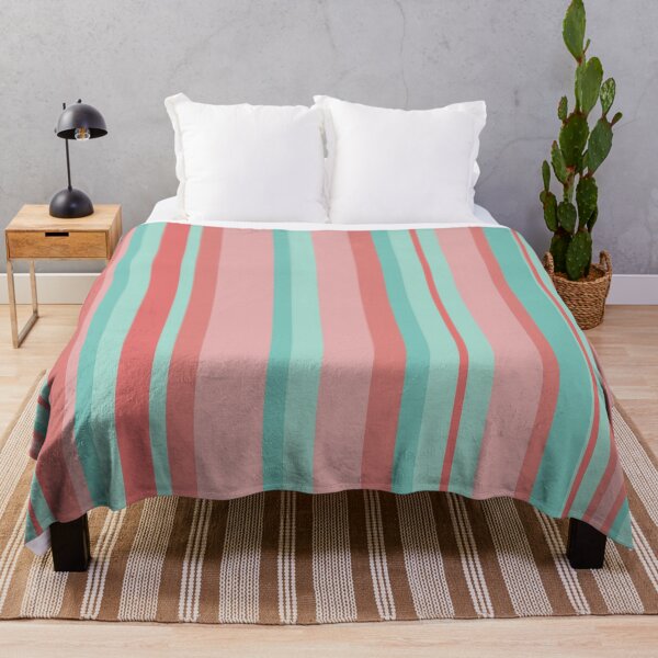Vista previa del artículo con la obra «Candy Stripes en Aqua y Coral Pink. Diseño de bloque de color minimalista en colores alegres», diseñado y vendido por kierkegaard.