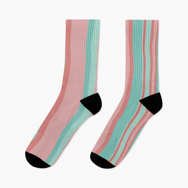 Item preview, Candy Stripes in Aqua and Coral Pink. Minimalist Color Block Design in Cheerful Colours designed and sold by kierkegaard.
