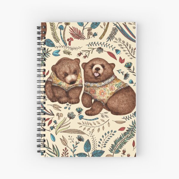 Whimsical Bear Pair with Fantasy Flora  Spiral Notebook
