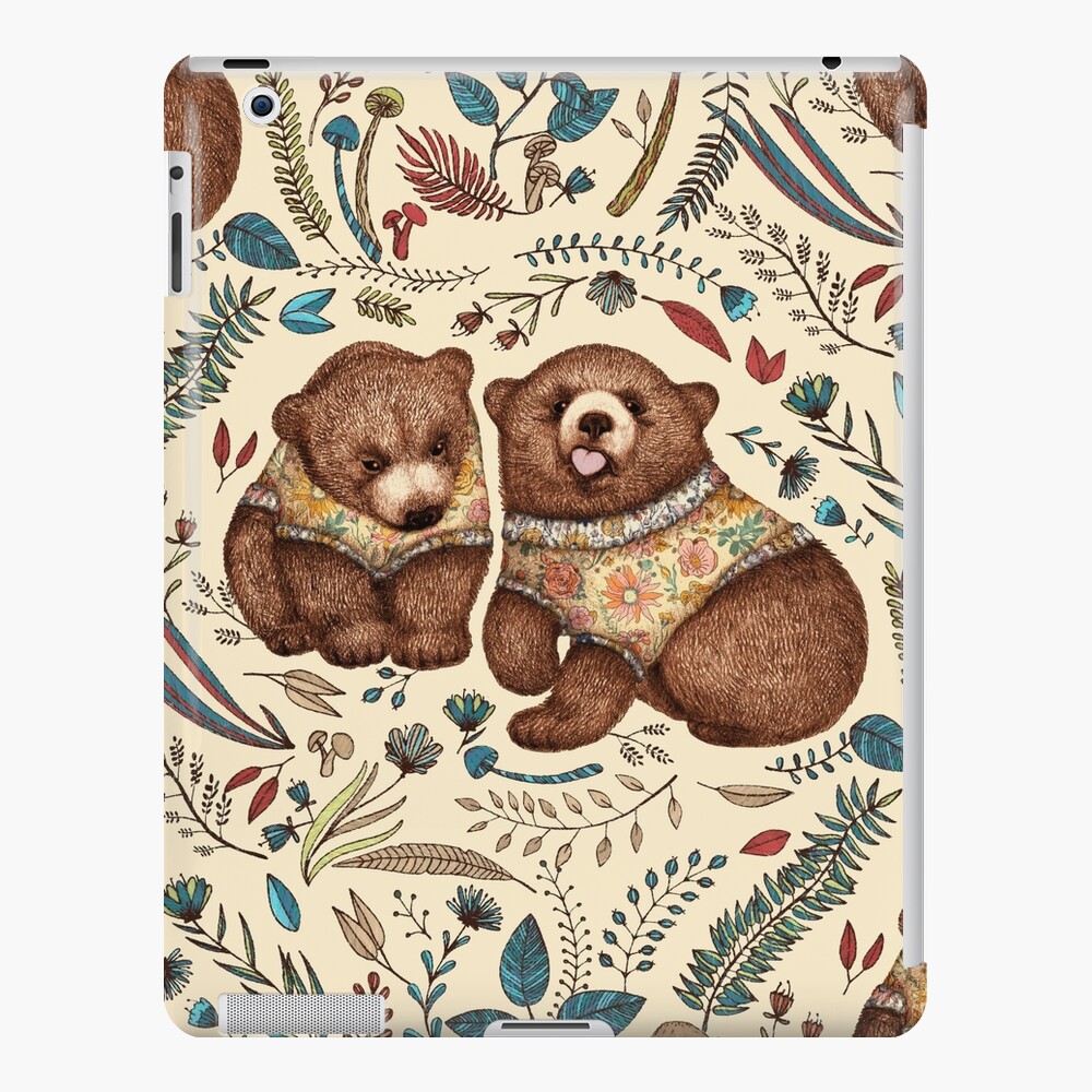 Whimsical Bear Pair with Fantasy Flora iPad Case & Skin