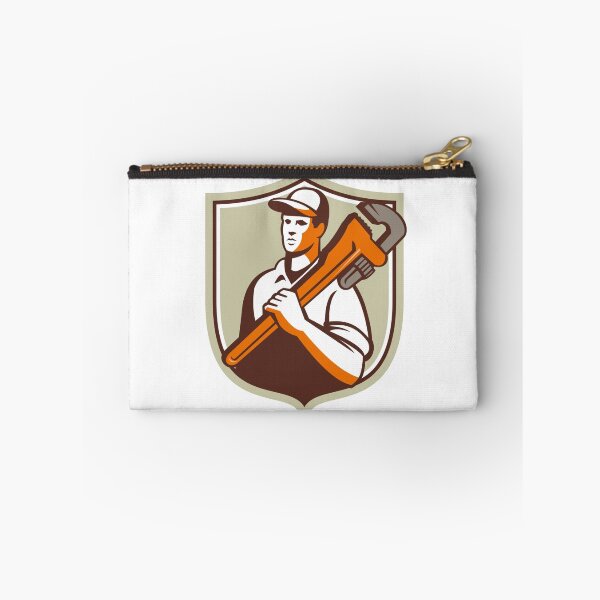 Item preview, Plumber Holding Monkey Wrench Crest Retro designed and sold by patrimonio.